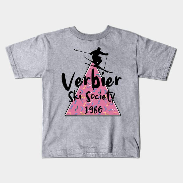 Verbier ski society 1986 vintage retro 80's Kids T-Shirt by Captain-Jackson